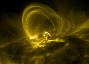 A coronal loop as seen by NASA's Transition Region and Coronal Explorer (TRACE). Credit: NASA